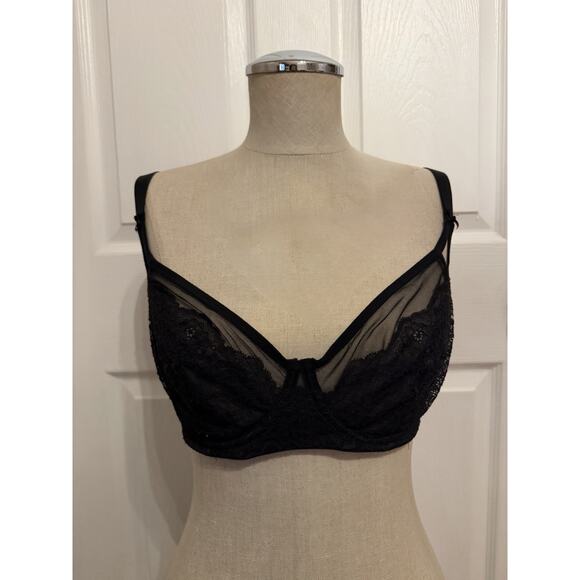 Victoria’s Secret Dream Angels Lace Balconette Bra Black 34D Underwire Unlined - Picture 1 of 7